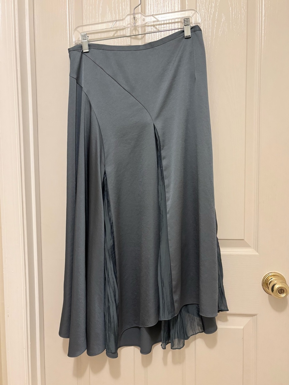 Vince Sea Green A-Line Skirt with chiffon panels